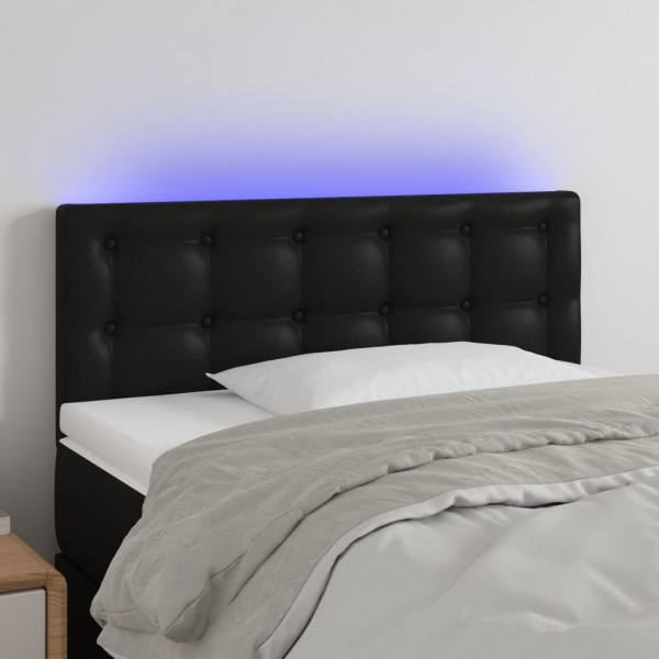 Cabeceira com luzes LED couro sintético preto 80x5x78/88 cm D