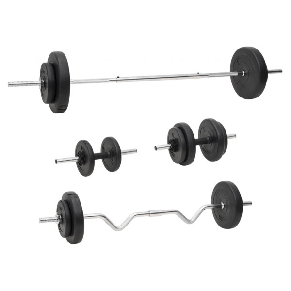 Conjunto de barras e halteres com anilhas 60 kg D