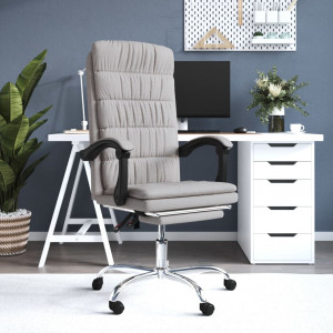 Cadeira de escritório reclinável de tecido cinza D