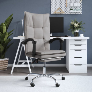 Silla de oficina reclinable de tela gris taupé D