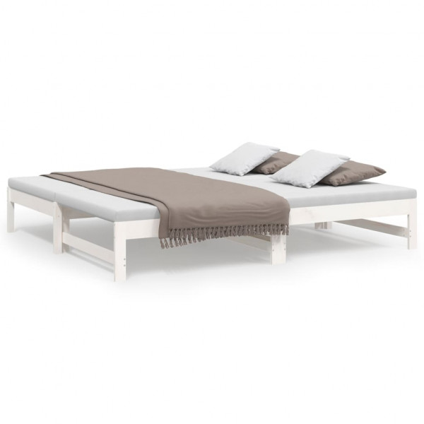 Sofá cama extraíble madera maciza de pino blanco 2x(75x190) cm D