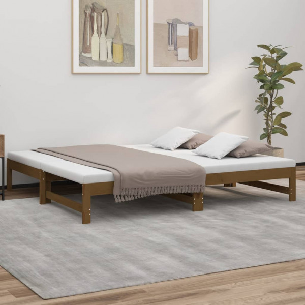 Sofá cama removível em madeira maciça de pinho castanho mel 2x(75x190)cm D