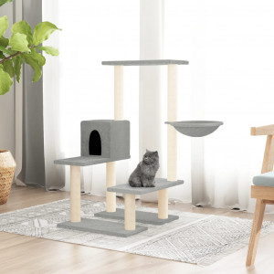 Catschador com postes de sisal cinza claro 94,5 cm D