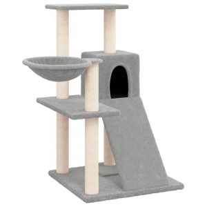 Rascador para gatos con postes de sisal gris claro 82 cm D