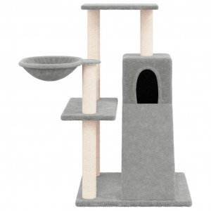 Árvore p/ gatos c/ postes arranhadores sisal 82 cm cinza-claro H