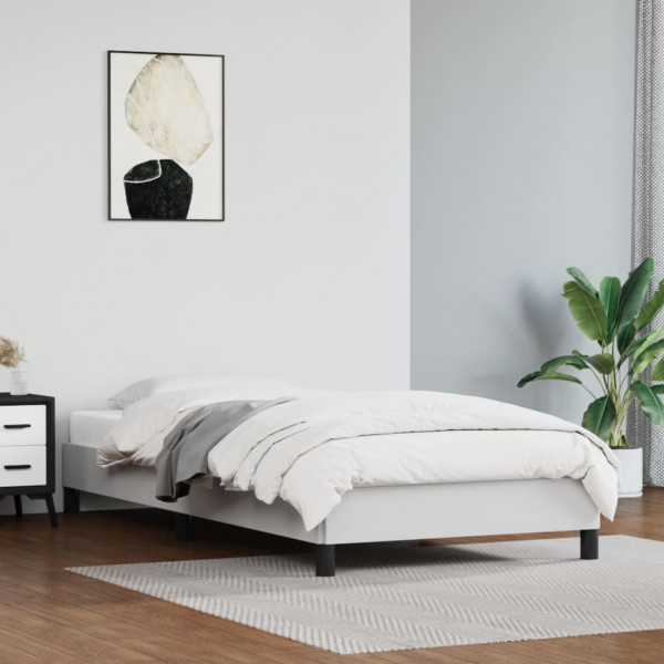 Estructura de cama cuero sintético blanco 80x200 cm D