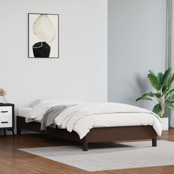 Estructura de cama cuero sintético marrón 80x200 cm D