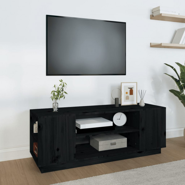 Móvel TV em madeira maciça de pinho preto 110x35x40,5 cm D