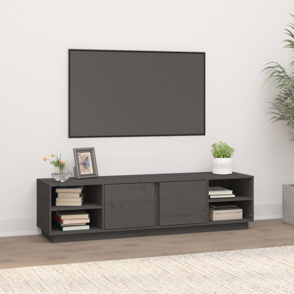 Mueble de TV madera maciza de pino gris 156x40x40 cm D