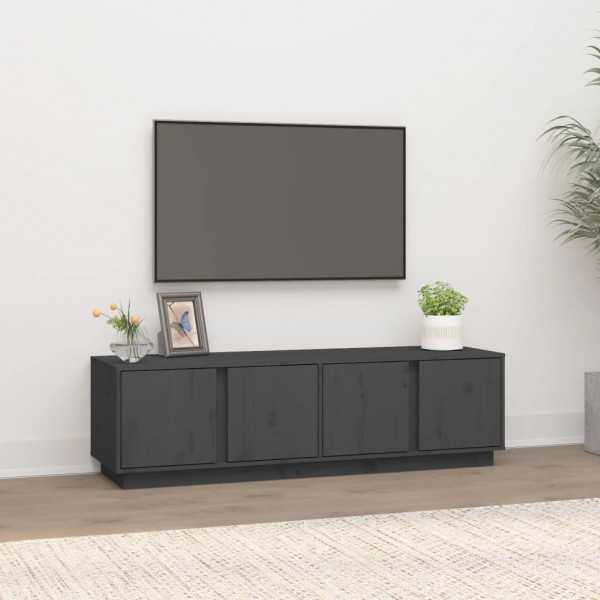 Mueble de TV madera maciza de pino gris 140x40x40 cm D