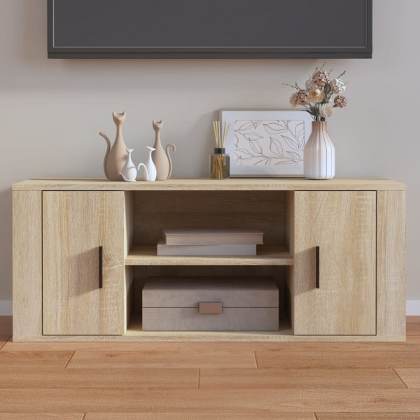 Mueble para TV madera contrachapada color roble 100x35x40 cm D