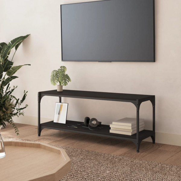Mueble para TV madera contrachapada y acero negro 100x33x41 cm D
