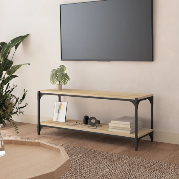 Móvel TV em contraplacado carvalho Sonoma e aço 100x33x41 cm D