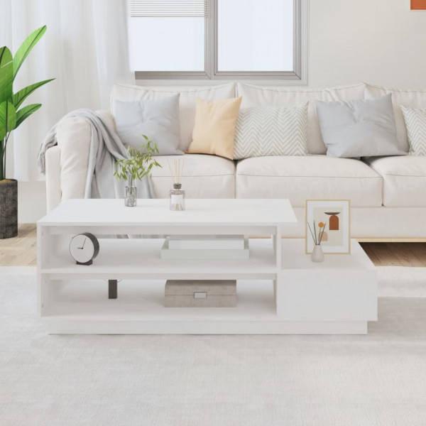 Mesa de centro madeira maciça de pinho branco 120x50x40.5 cm D