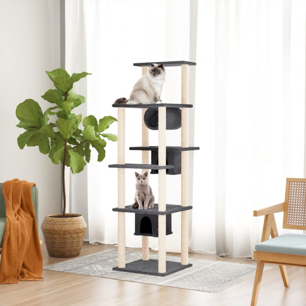 Catschador com postes de sisal cinza escuro 169 cm D