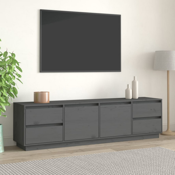 Mueble de TV madera maciza de pino gris 176x37x47.5 cm D