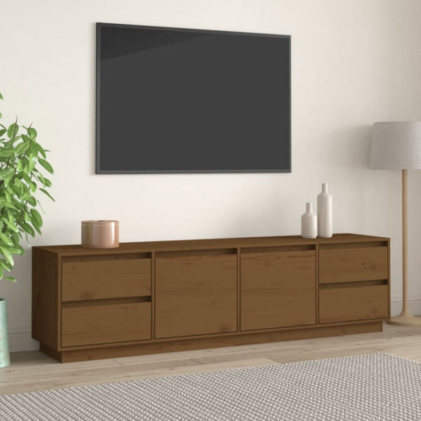 Mobiliário de TV madeira maciça de pinho marrom mel 176x37x47.5 cm D