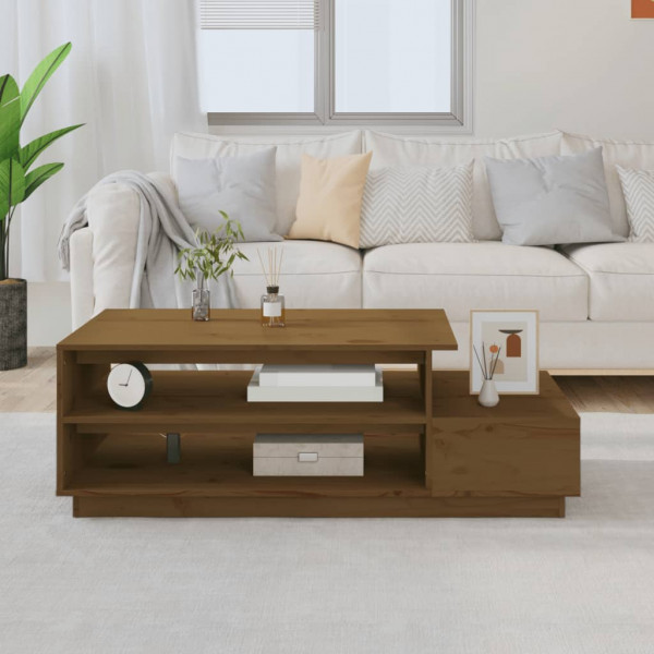 Mesa de centro madeira maciça de pinho marrom mel 120x50x40.5 cm D