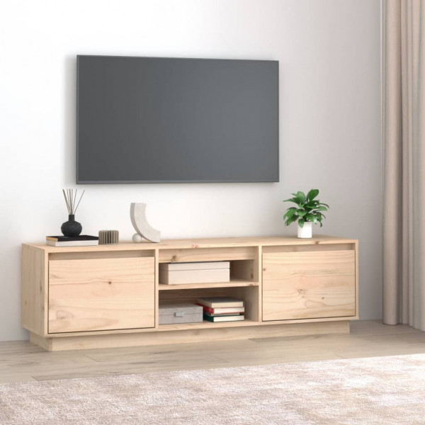 Mueble de TV de madera maciza de pino 140x35x40 cm D
