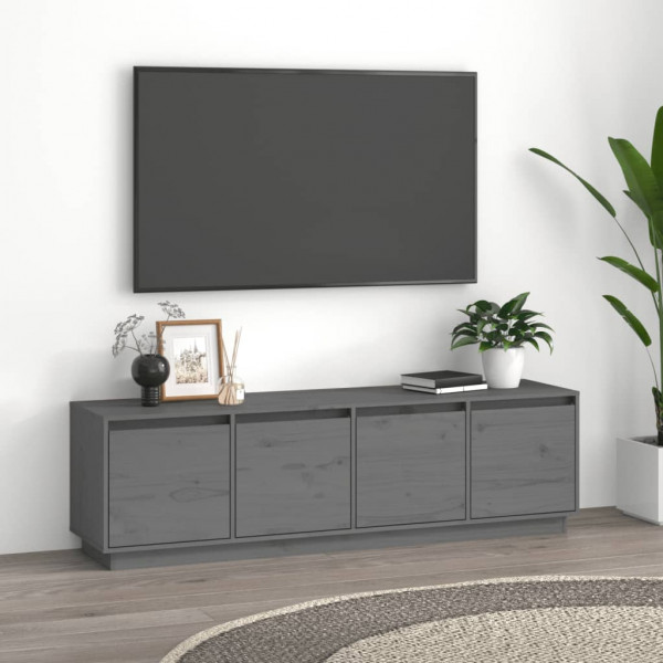 Mobiliário de TV madeira maciça de pinho cinza 156x37x45 cm D