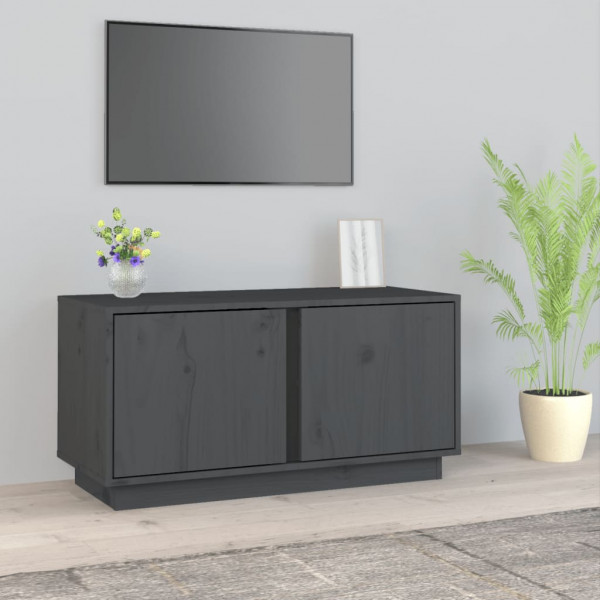 Mobiliário de televisão madeira maciça de pinho cinza 80x35x40.5 cm D