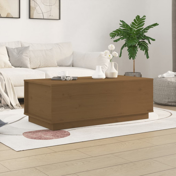 Mesa de centro madeira maciça de pinho marrom mel 100x50x35 cm D