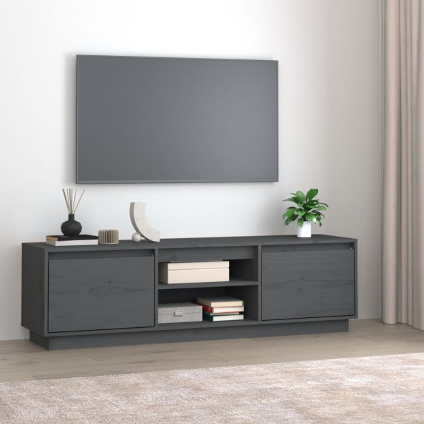 Mueble de TV de madera maciza de pino gris 140x35x40 cm D