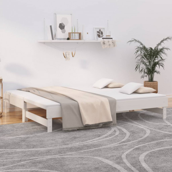 Sofá cama extraíble madera maciza de pino blanco 2x(100x200) cm D