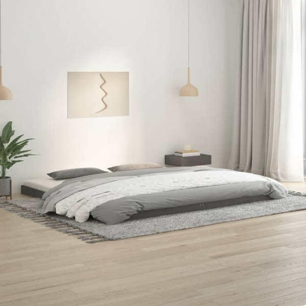 Estructura de cama de madera maciza de pino gris 200x200 cm D