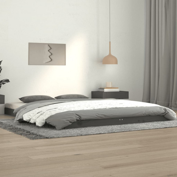 Estrutura de cama de madeira maciça de pinho cinza 140x190 cm D