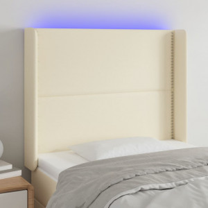 Cabecero con LED cuero sintético color crema 103x16x118/128 cm D