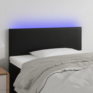 Cabeceira com LED couro sintético preto 100x5x78/88 cm D