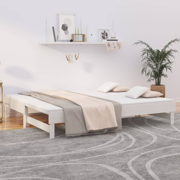 Sofá cama removível madeira maciça de pinho branco 2x(90x200) cm D