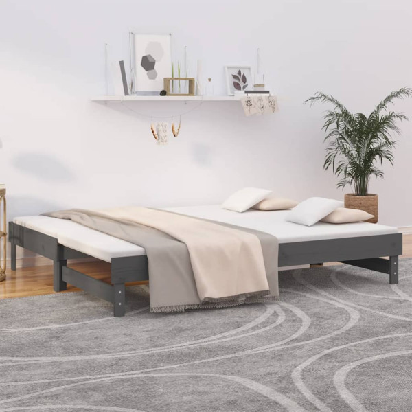 Sofá-cama removível em madeira maciça de pinho cinza 2x(90x200) cm D