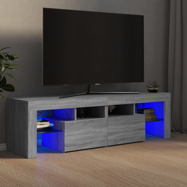 Mueble de TV con luces LED gris Sonoma 140x36.5x40 cm D