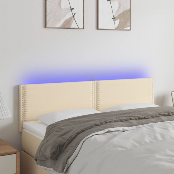 Cabeçalho com LED de tecido creme 144x5x78/88 cm D