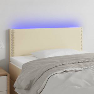 Cabecero con LED cuero sintético color crema 90x5x78/88 cm D
