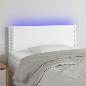 Cabecero con LED cuero sintético blanco 100x5x78/88 cm D