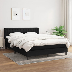 Cama box spring con colchón tela negro 140x200 cm D