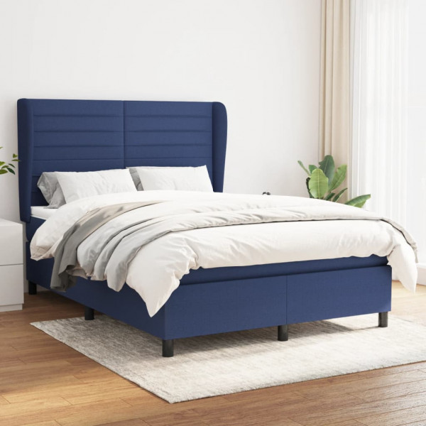 Cama box spring com colchão de tecido azul 140x200 cm D