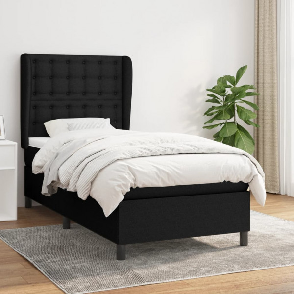 Cama box spring com colchão de tecido preto 90x200 cm D