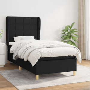 Cama box spring con colchón tela negro 90x200 cm D