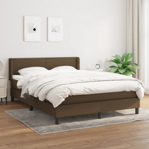 Cama box spring con colchón tela marrón oscuro 140x190 cm D