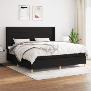 Cama box spring con colchón tela negro 200x200 cm D