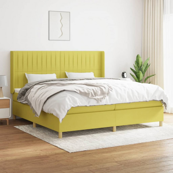 Cama box spring con colchón tela verde 200x200 cm Cama box spring con colchón tela verde 200x200 cm D