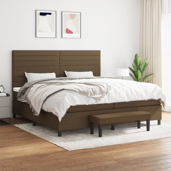 Cama box spring con colchón tela marrón oscuro 200x200 cm Cama box spring con colchón tela marrón oscuro 200x200 cm D
