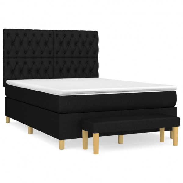 Cama box spring com colchão de tecido preto 140x190 cm D