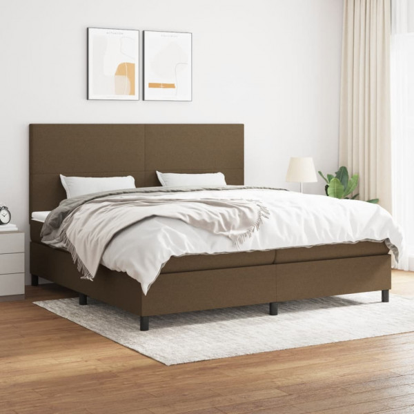 Cama box spring con colchón tela marrón oscuro 200x200 cm Cama box spring con colchón tela marrón oscuro 200x200 cm D