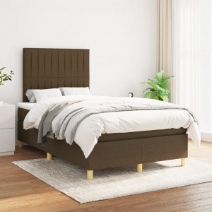 Cama box spring con colchón tela marrón oscuro 120x200 cm D