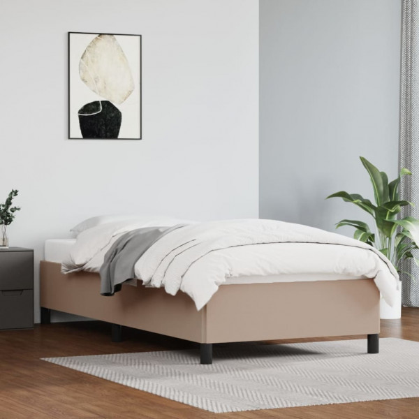 Estructura de cama cuero sintético color capuchino 90x190 cm D